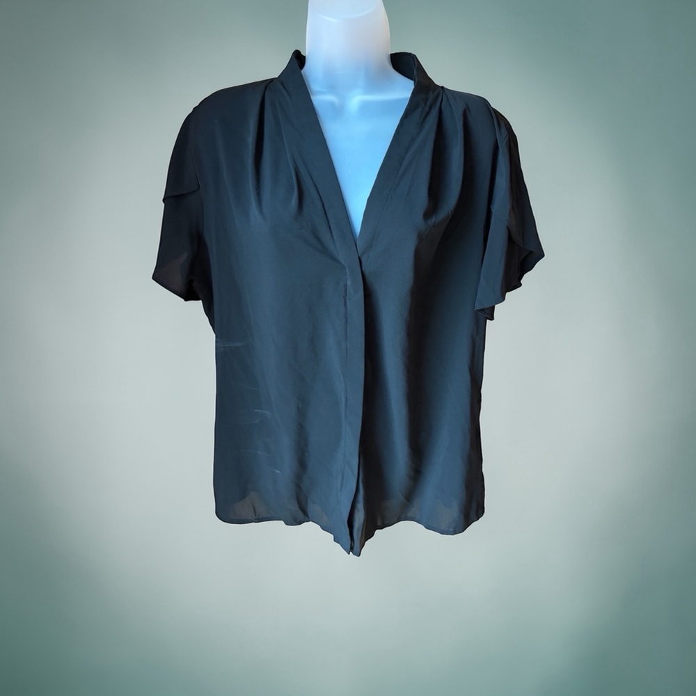 Calvin Klein Black Short Sleeve V-Neck Blouse